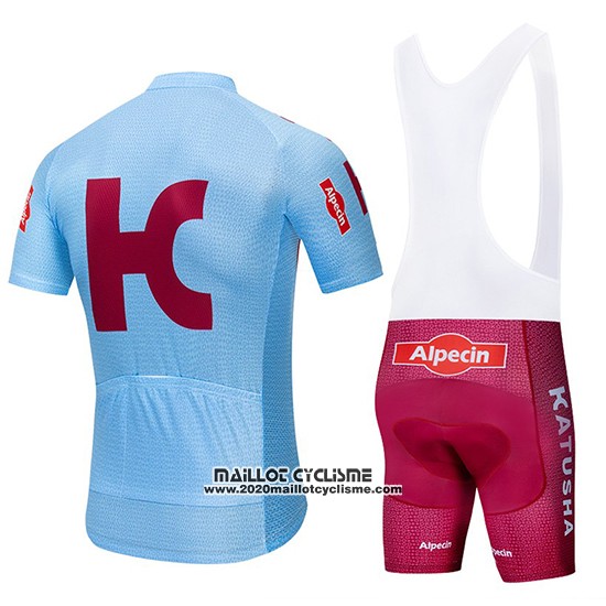 2019 Maillot Ciclismo Katusha Alpecin Bleu Rouge Manches Courtes et Cuissard